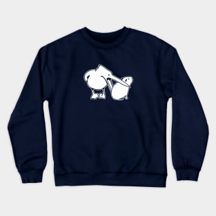 Minimalist art of a funny event with Pelican and Capybara in white ink Crewneck Sweatshirt